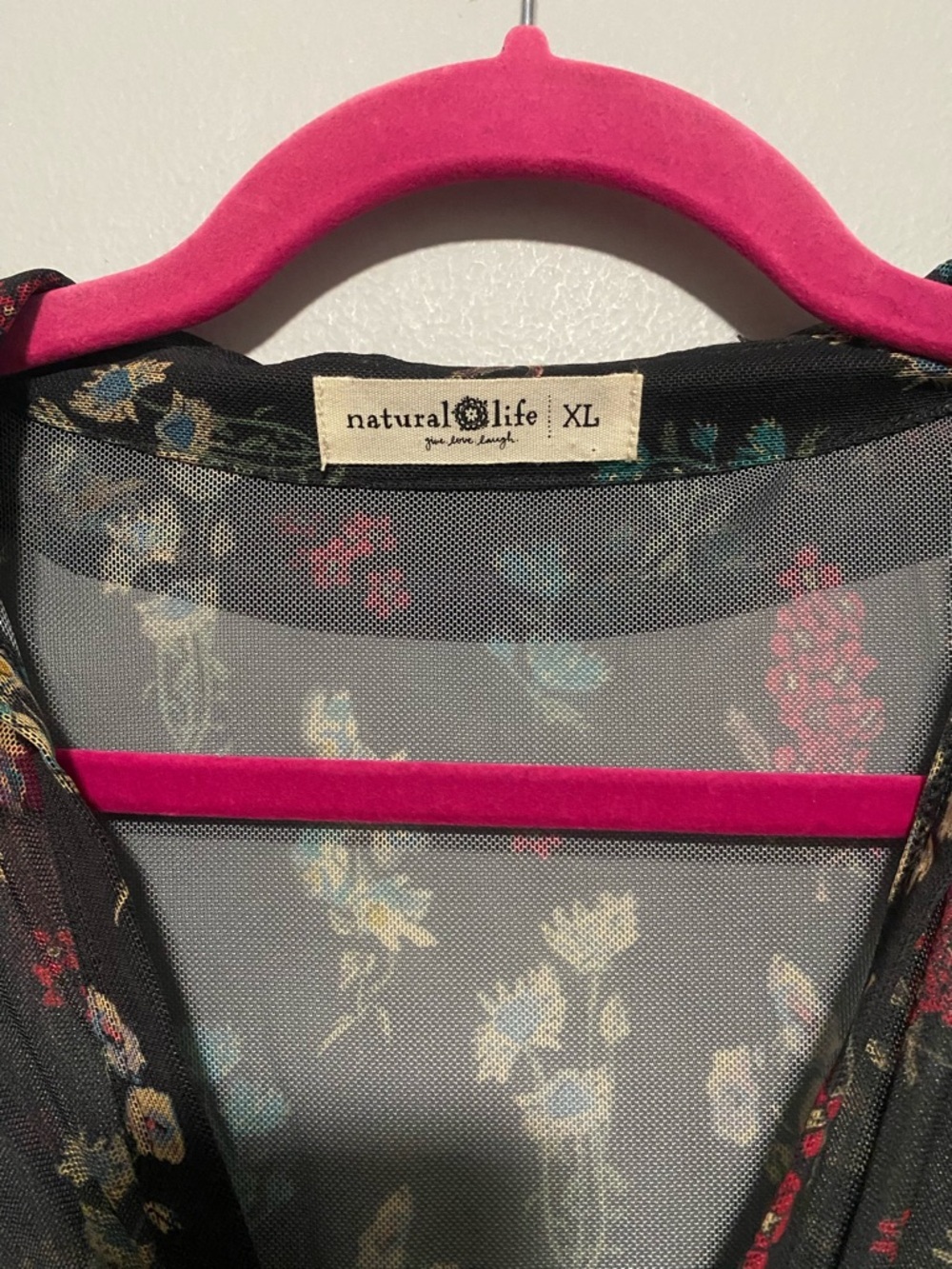 Whimsigoth Cottage Ruched Natural Life Carina Sheer Floral Button Down XL Top - Picture 5 of 11